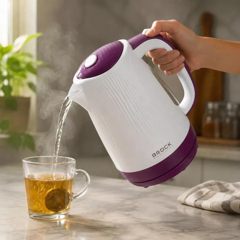 Brock WK 08 PR Elektrischer Wasserkocher 1,7L 2000W Weiß/Lila