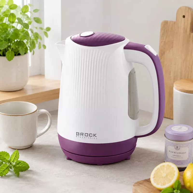 Brock WK 08 PR Elektrischer Wasserkocher 1,7L 2000W Weiß/Lila
