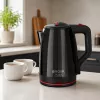 Brock WK 5518 BK Elektrischer Wasserkocher 2,0L 1500W Schwarz mit 360° kabelloser Basis