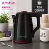 Brock WK 5518 BK Elektrischer Wasserkocher 2,0L 1500W Schwarz mit 360° kabelloser Basis