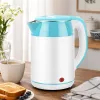 Brock WK 5521 WH Elektrischer Wasserkocher 1,8L 1500W Weiß/Blau mit 360°-Basis