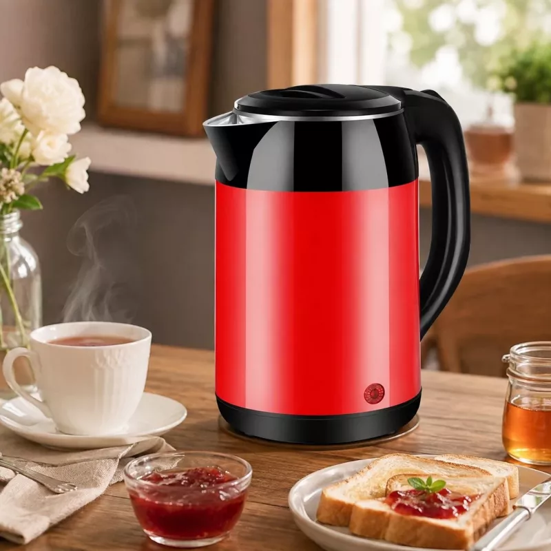 Brock WK 5522 RD Elektrischer Wasserkocher 1,8L 1500W Schwarz/Rot mit 360° Basis