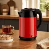 Brock WK 5522 RD Elektrischer Wasserkocher 1,8L 1500W Schwarz/Rot mit 360° Basis