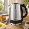 Brock WK 9903 SS Elektrischer Wasserkocher 1,7L 2200W Schwarz/Edelstahl mit 360°-Basis