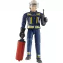 BRUDER bworld Feuerwehrmann mit Zubehör (Blau/Gelb) Actionfigur Maßstab 1:16