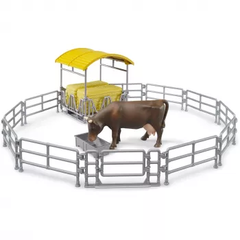 BRUDER Heuraufe mit Zäunen und Futtertrog - Bworld 1:16 Bauernhof-Spielset