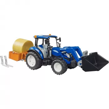 BRUDER New Holland T5.120 Traktor mit Frontlader, Ladekasten und Gabeln 1:16