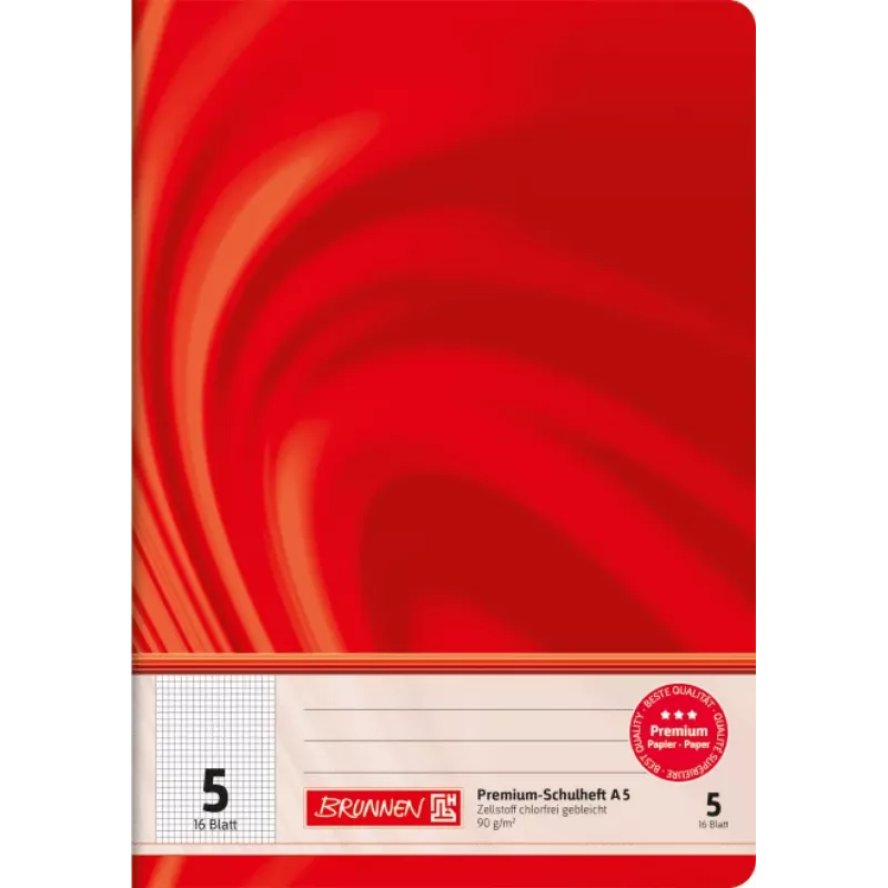 BRUNNEN Schulheft Vivendi Lineatur 5 kariert ohne Rand A4 16 Blatt 32 Seiten 80 g/m² weißes Papier geheftet Kartonumschlag farbig sortiert