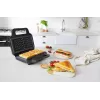 BRV VST098X 3-in-1 Sandwichmaker, Waffeleisen & Grill, 850 W, DuraCeramic Antihaftplatten, Schwarz/Silber
