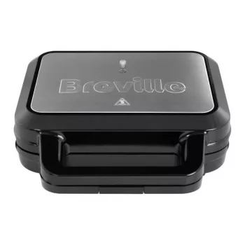 BRV VST098X 3-in-1 Sandwichmaker, Waffeleisen & Grill, 850 W, DuraCeramic Antihaftplatten, Schwarz/Silber