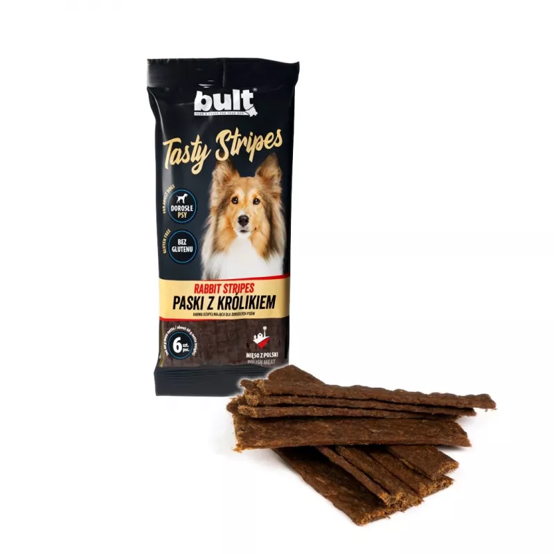 BULT Tasty Stripes Kaninchen Hundesnacks – Getreidefreie Trainingsbelohnungen, 6 Stück (60 g)