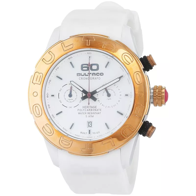 BULTACO H1PW43C-CW1 Damen Analog Quarzuhr 43mm Weißes Lederarmband