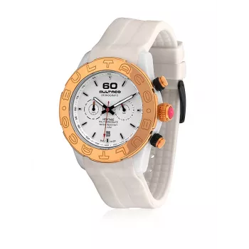 BULTACO H1PW43C-CW1 Damen Analog Quarzuhr 43mm Weißes Lederarmband