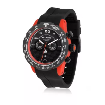 BULTACO MAN H1PO48C-SB2 48mm Quarz Analog Uhr Schwarzes Zifferblatt Lederarmband