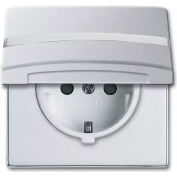 Busch-Jaeger 2064-0-0300 Schuko Steckdosen-Einsatz, 2P+E, 16A, 250V, IP44, Silber