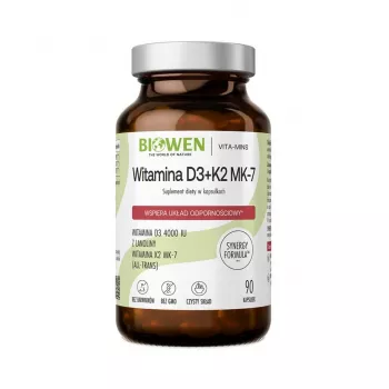 BWN BIOWEN Vitamine D3 + K2 MK-7 Nahrungsergänzungsmittel – 90 Kapseln