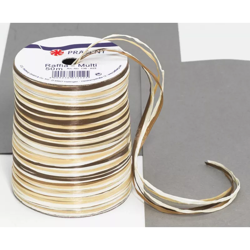 C.E. Pattberg Raffia Matt Geschenkband Braun/Creme 10mm x 20m