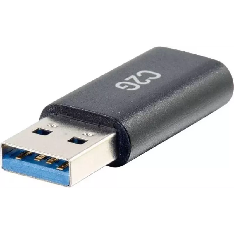 C2G USB C auf USB Adapter - SuperSpeed USB Adapter - 5 Gbit/s - USB-C Buchse auf USB-A Stecker - USB 3.0 - Vergossen - Schwarz