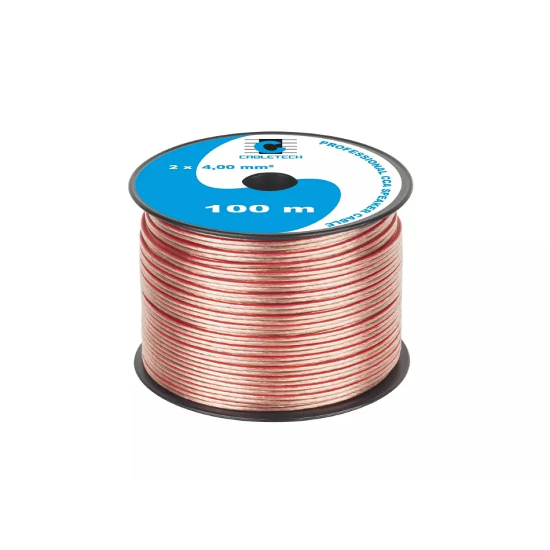 CABLETECH CCA 4.0mm Lautsprecherkabel 50m Transparent Rot/Schwarz