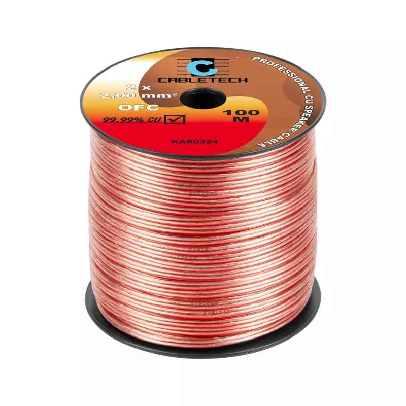 CABLETECH OFC 2mm Lautsprecherkabel 100m Transparent
