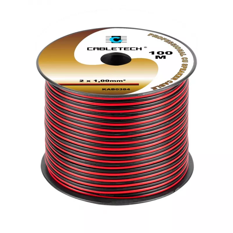 CABLETECH Lautsprecherkabel 1,0 mm² Schwarz-Rot