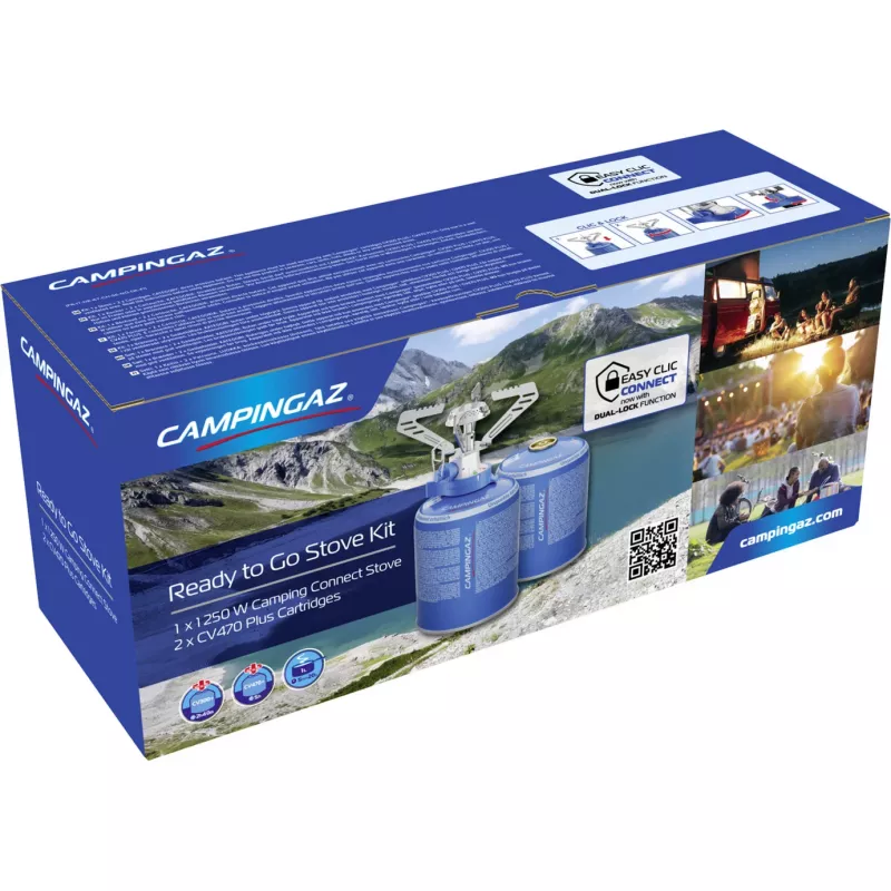 Campingaz Combo Camping Connect+ 2 CV 470 Plus Campingkocher Silber/Blau 1,25 kW
