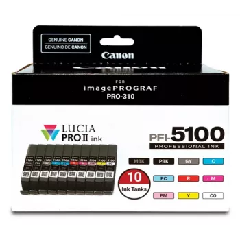 Canon PFI-5100 Multipack, Standard-Reichweite, 10 x 14,4 ml, Mehrfarbige Tintentanks