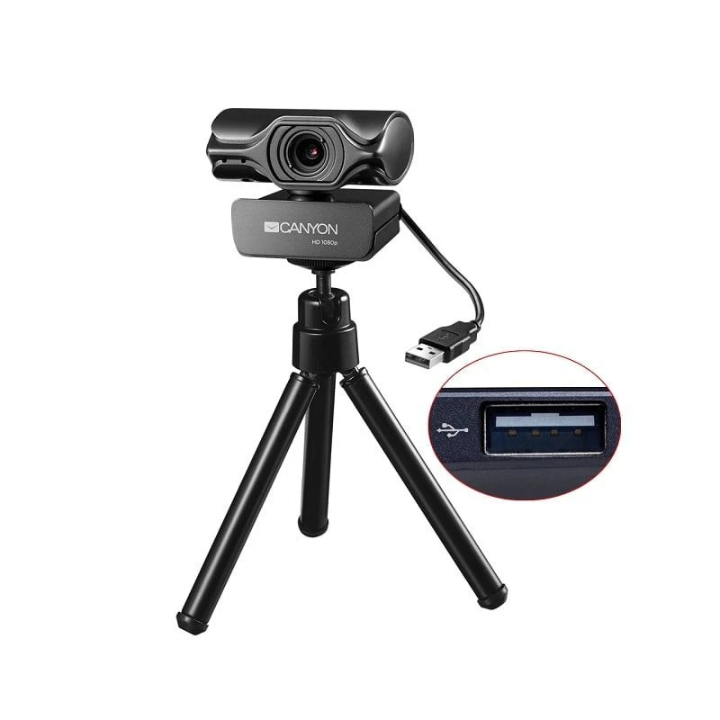 Canyon C6 2K Ultra Full HD 3.2MP Webcam mit USB 2.0, Schwarz
