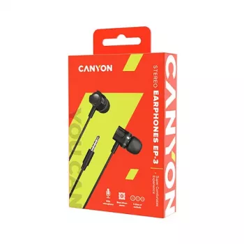 CANYON EP-3 In-Ear Headset mit Mikrofon, 1,2m Flachbandkabel, Dunkelgrau