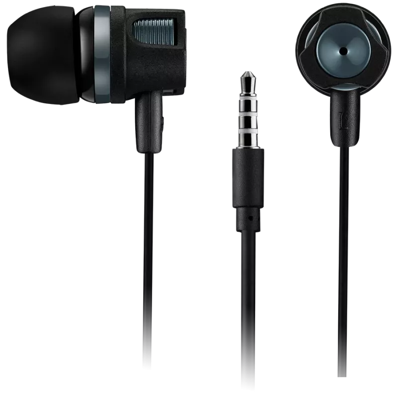 CANYON EP-3 In-Ear Headset mit Mikrofon, 1,2m Flachbandkabel, Dunkelgrau