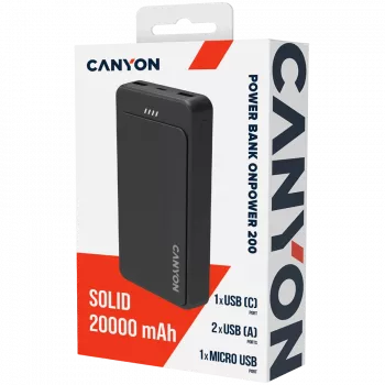 CANYON OnPower 200 Power Bank 20000mAh Schwarz
