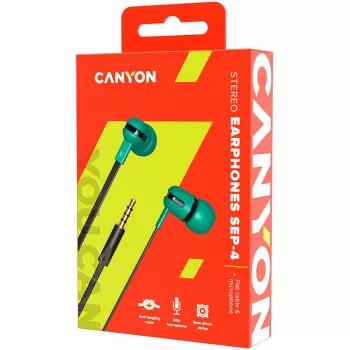 Canyon SEP-4 Stereo-Kopfhörer mit Mikrofon, 1,2 m Flachkabel