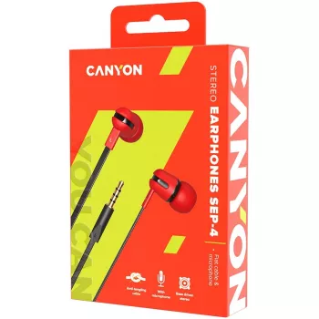 Canyon SEP-4 Stereo-Kopfhörer mit Mikrofon 3,5 mm Rot