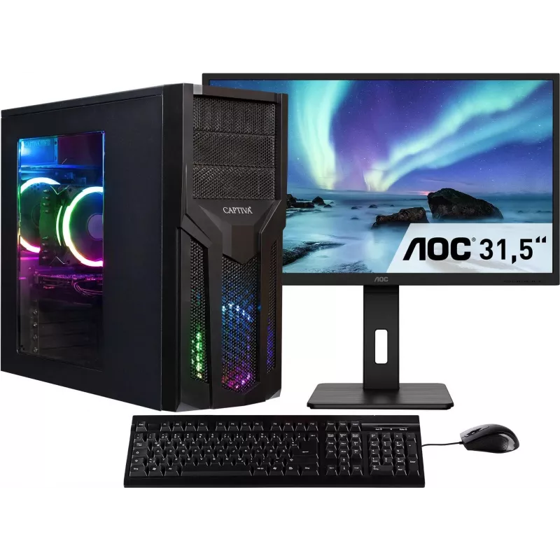 CAPTIVA Power Starter R80-034 TFT-Bundle, AMD Ryzen 5, 32GB DDR4, 1TB SSD, Windows 11 Home, 24 inch Monitor, Tastatur & Maus