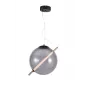Cara 20cm Pendelleuchte mit Rauchglas und schwarzem Metallrahmen, E27, dimmbar