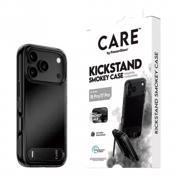 CARE by PanzerGlass Kickstand-Hülle Smokey Black MagSafe für iPhone 17 Pro