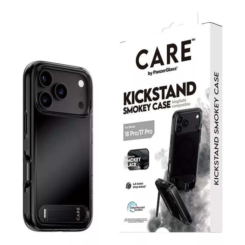 CARE by PanzerGlass Kickstand-Hülle Smokey Black MagSafe für iPhone 17 Pro