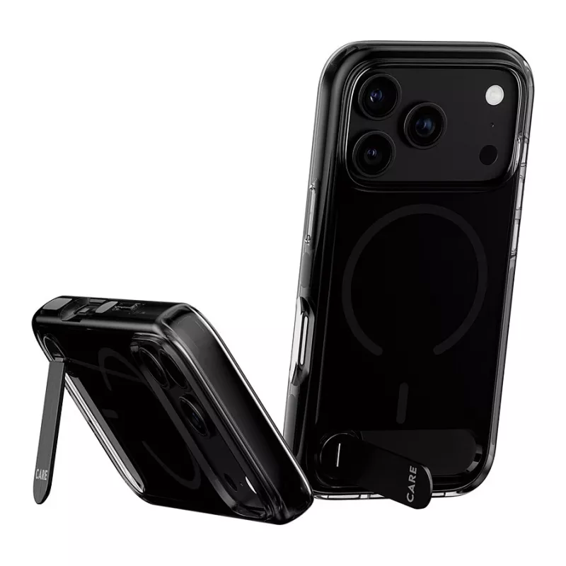 CARE by PanzerGlass Kickstand Hülle Smokey mit Schwarz MagSafe für iPhone 17 Pro Max