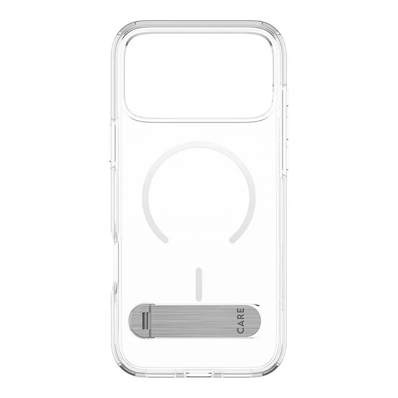 CARE by PanzerGlass Kickstand Hülle Transparent mit Weißem MagSafe für iPhone 17 Pro Max
