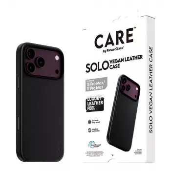 CARE by PanzerGlass Solo Vegane Lederhülle mit MagSafe für iPhone 17 Pro Max - Schwarz