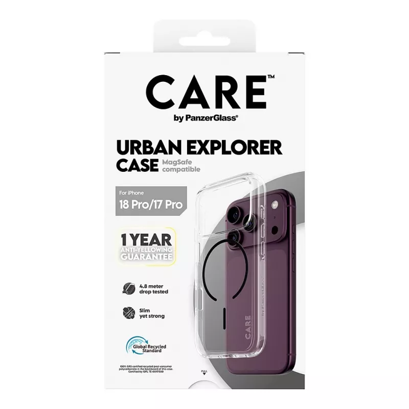 CARE by PanzerGlass Urban Explorer Hülle Transparent mit Schwarz MagSafe iPhone 17 Pro