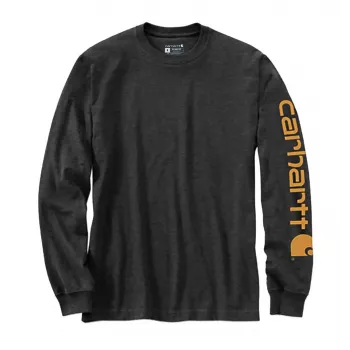 Carhartt Herren Langarm-Logo-T-Shirt - Carbon, Small