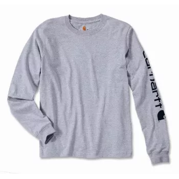 Carhartt Ärmel-Logo Langarm-T-Shirt - Heather Grey, L