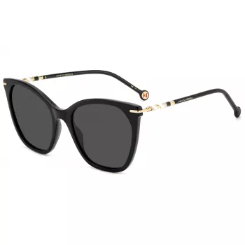 Carolina Herrera HER0091S807 Damen Cat-Eye-Sonnenbrille - Schwarzer Acetatrahmen, graue Polycarbonatgläser, UV400-Schutz