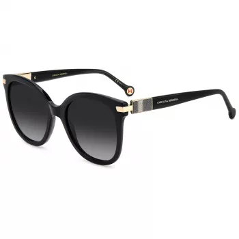 CAROLINA HERRERA HER0134S807 Damen-Sonnenbrille - Schwarzer Acetatrahmen, graue Polycarbonatgläser, 55/21/145 mm