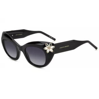 CAROLINA HERRERA Damen Cat-Eye-Sonnenbrille HER0215S807 - Schwarzer Acetatrahmen, graue Polycarbonatgläser, 50 mm