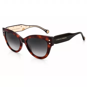 CAROLINA HERRERA Damen-Sonnenbrille CH-0009-S-05L – Havana/Brauner Rahmen mit braunen Gradientengläsern (54/19/145 mm)