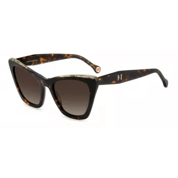 CAROLINA HERRERA Damen Sonnenbrille HER0129SC9K Havana Acetat Square Cat-Eye Braun Verlauf 55mm