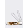 Case Mini Trapper SS Amber Bone Messer - 2-Klingen Taschenmesser, Tru-Sharp Edelstahl, Echtes Amber Bone Griffstück, Slipjoint, USA