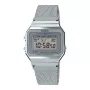 CASIO A700WM-7A Unisex Digitaluhr - 37,4 mm Silbernes Milanese Mesh
